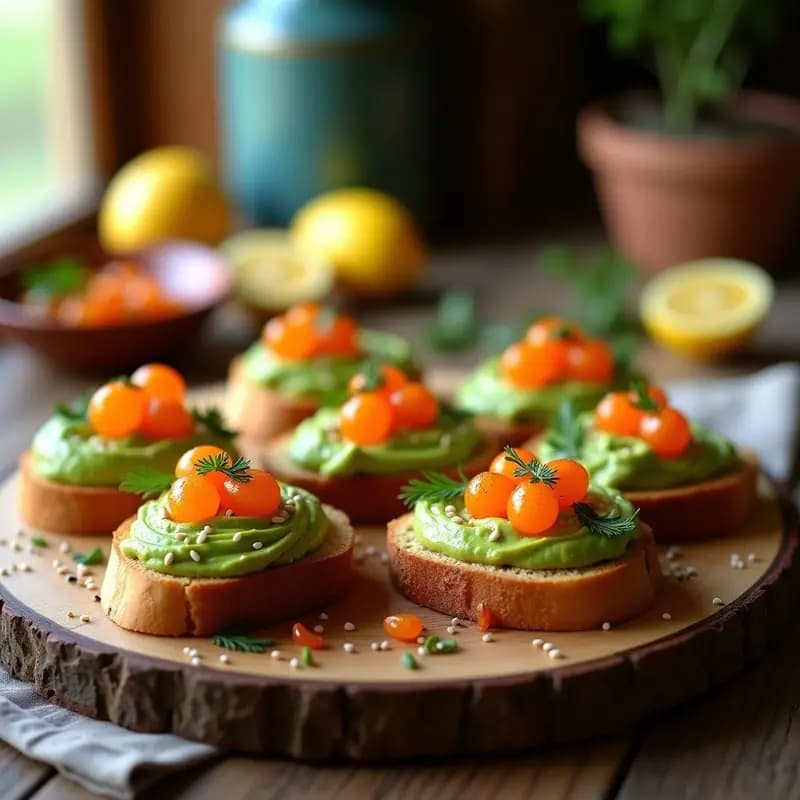 Bruschettas de Aguacate y Huevas de Lumpo: Receta Italiana Gourmet con Toque Escandinavo