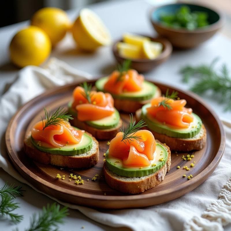 Bruschettas de Aguacate y Huevas de Salmón: Aperitivo Keto con Toque Escandinavo en 10 Minutos