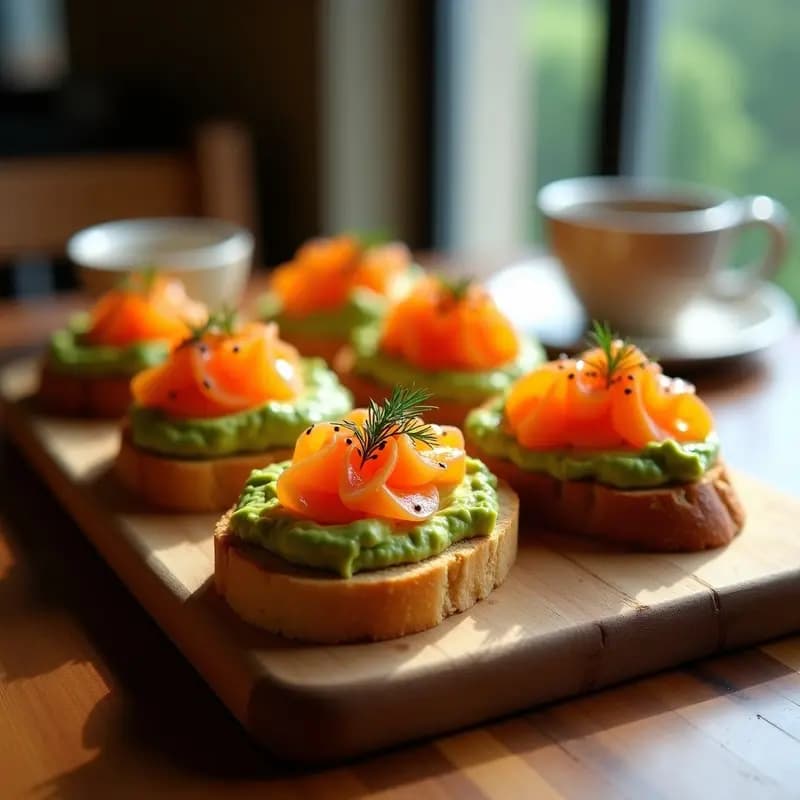 Bruschettas de Aguacate y Huevas de Salmón: Aperitivo Italiano Gourmet y Sin Gluten