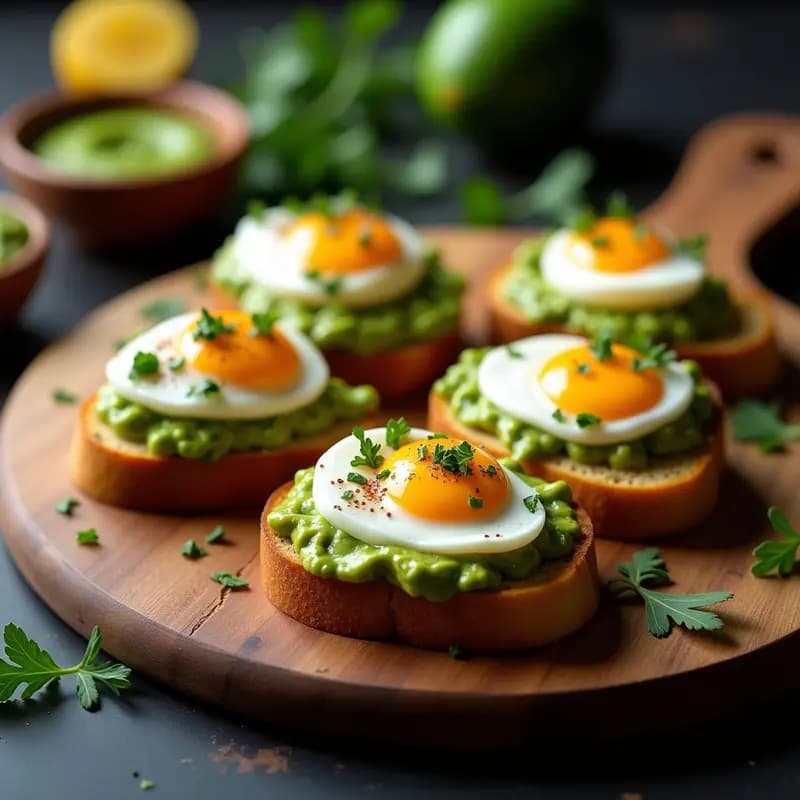 Bruschettas de Aguacate y Huevo Poché con Salsa de Chimichurri: Entrante Argentino Gourmet