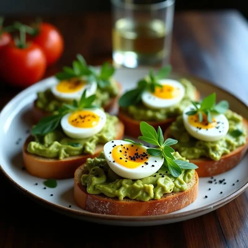 Bruschettas de Aguacate y Huevos de Codorniz: Aperitivo Italiano Alto en Proteína