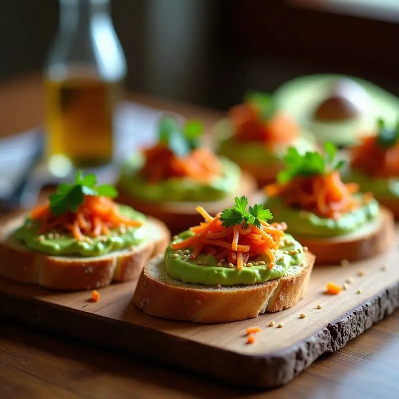 Bruschettas de Aguacate y Kimchi: Entrante Italiano-Coreano en 10 Minutos