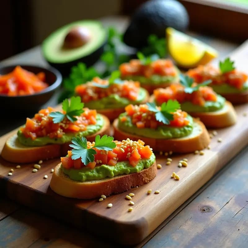 Bruschettas de Aguacate y Kimchi: Aperitivo Coreano-Italiano Fusion en 10 Minutos