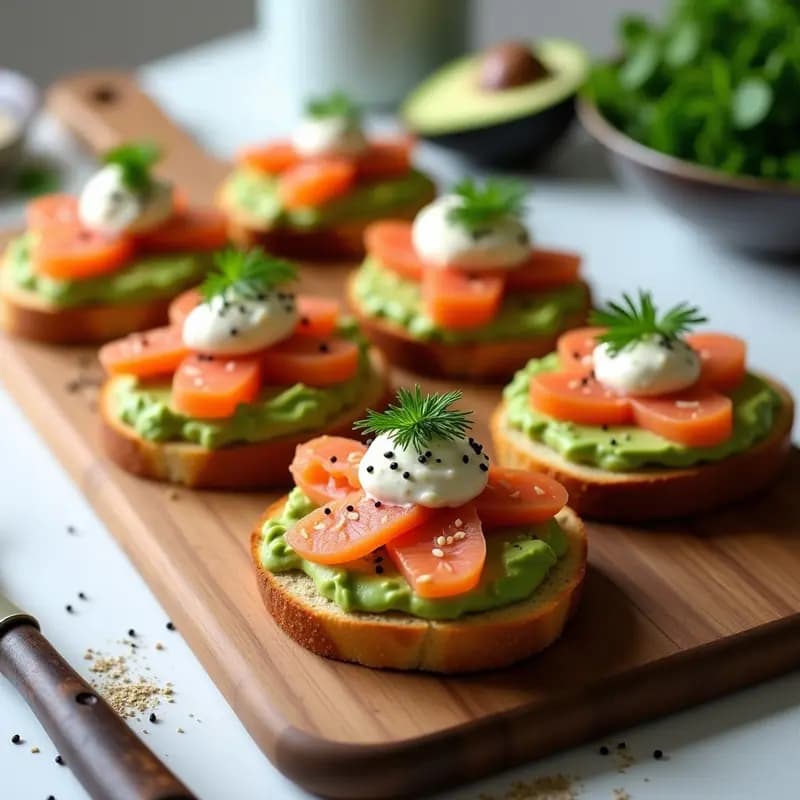 Bruschettas de Aguacate y Salmón Ahumado: Entrante Italiano con Toque Nórdico