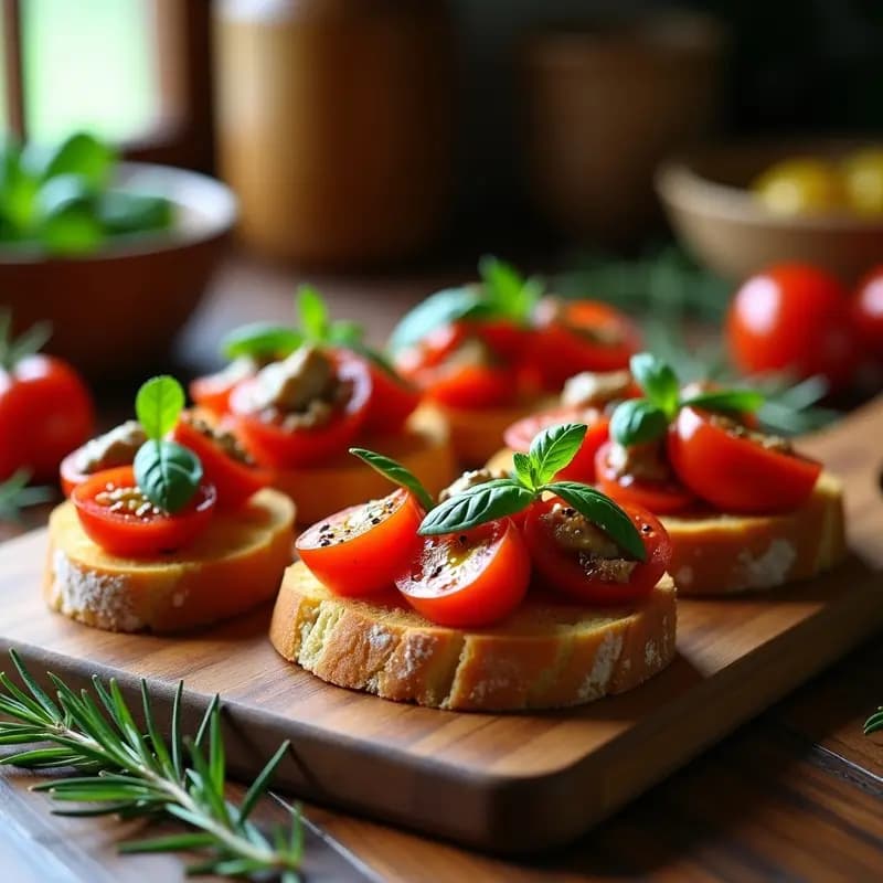 Bruschettas de Pan de Almendra con Tomate Confitado y Anchoas: Receta Italiana Keto