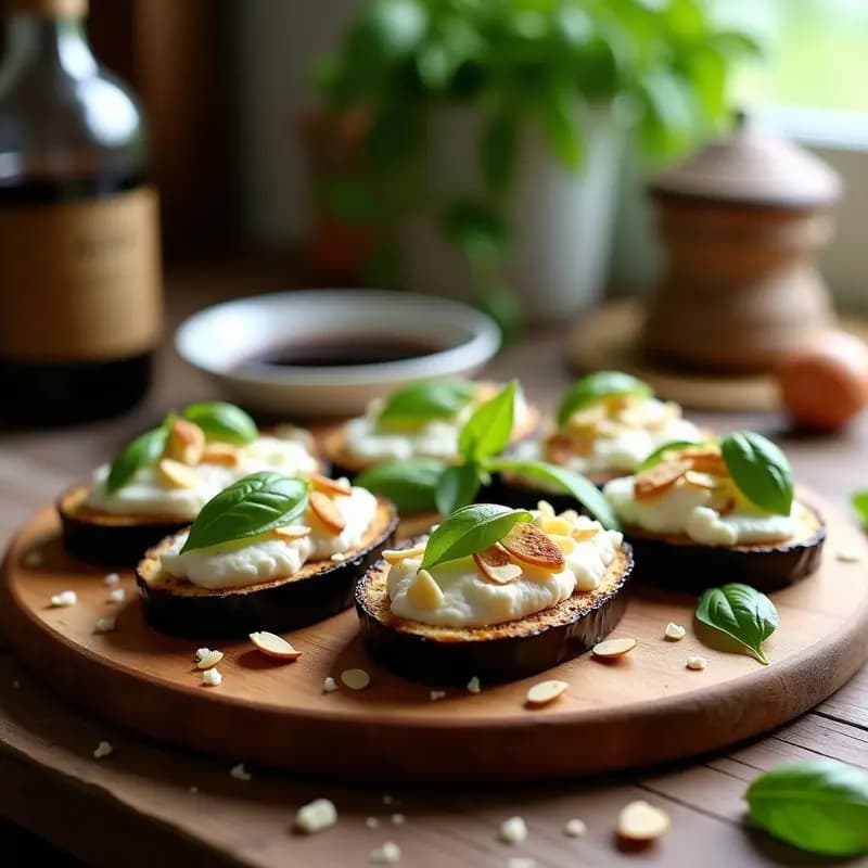Bruschettas de Berenjena Asada y Ricotta: Receta Italiana Keto y Sin Gluten