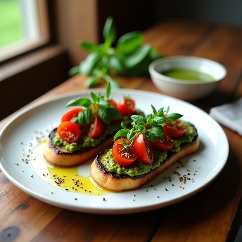 Bruschettas de Berenjena Asada con Pesto de Albahaca: Aperitivo Italiano Sin Gluten