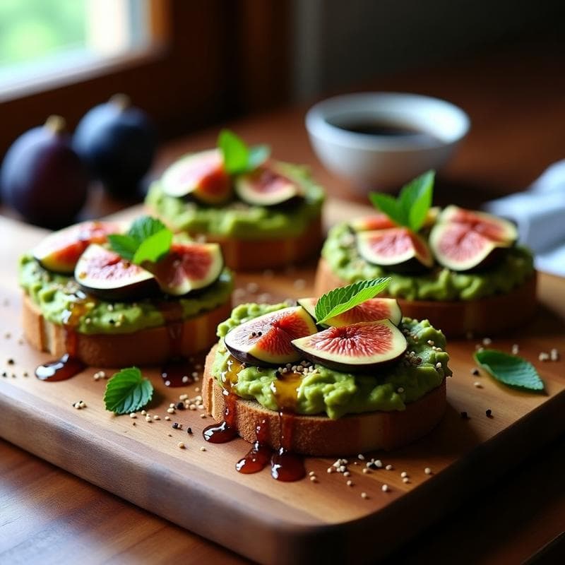 Bruschettas de Pan de Centeno con Aguacate y Higos: Receta Italiana Vegana y Crujiente