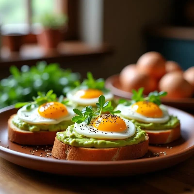 Bruschettas de Pan de Centeno con Aguacate y Huevos Pochados: Receta Italiana en Airfryer