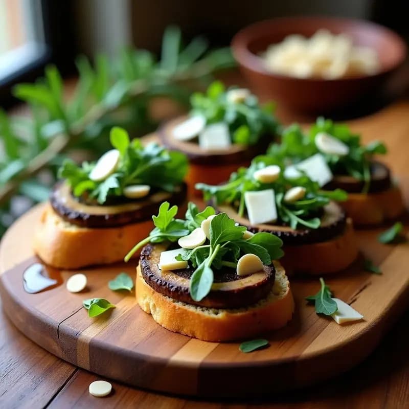 Bruschettas de Pan de Centeno con Hongos Portobello y Rúcula: Receta Italiana Keto