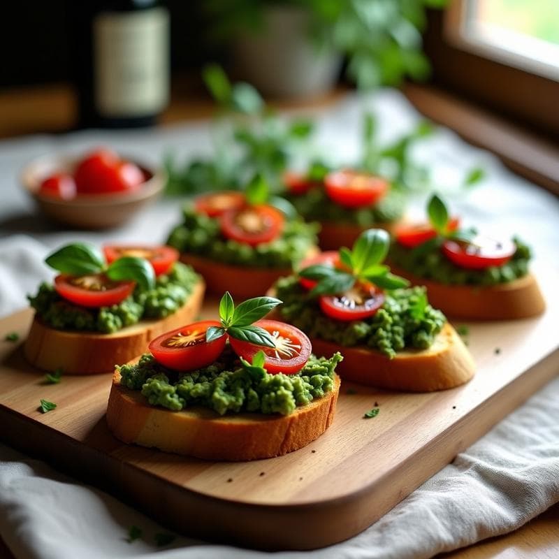 Bruschettas de Pan de Centeno con Pesto de Rúcula y Almendras: Receta Sin Gluten y Crujiente