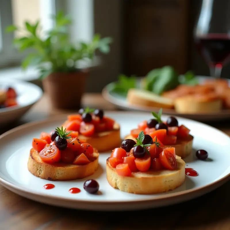 Bruschettas de Pan de Centeno con Tomate Confitado y Aceitunas Kalamata: Aperitivo Mediterráneo Keto