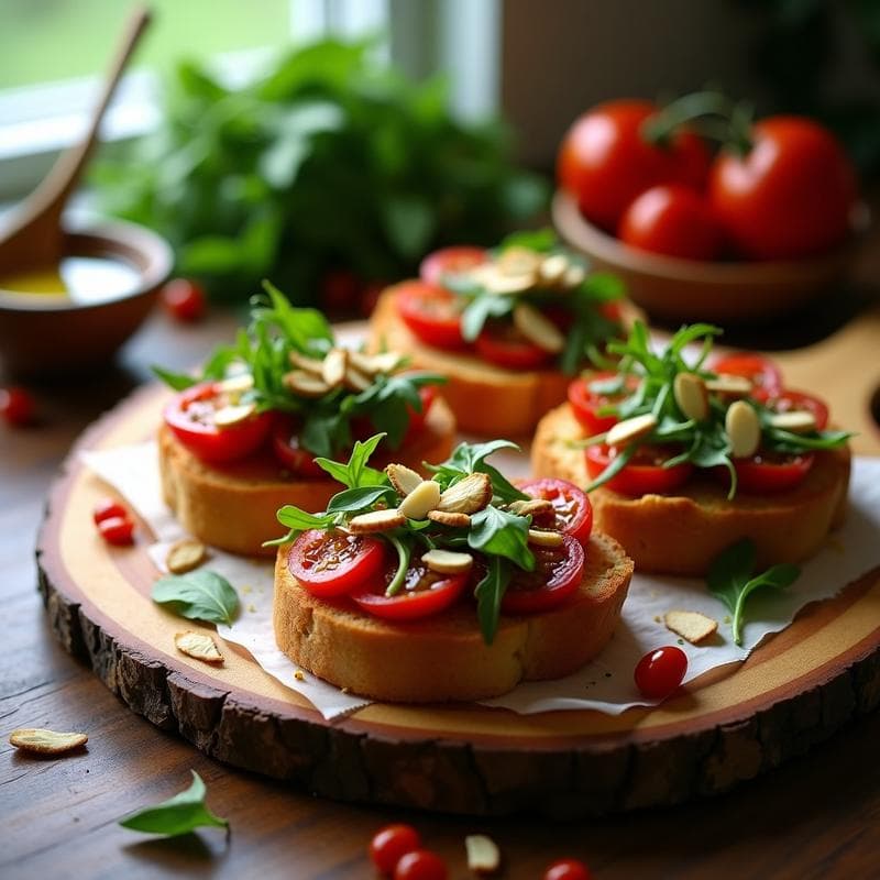 Bruschettas de Pan de Centeno con Tomate Seco y Rúcula: Receta Italiana Sin Gluten