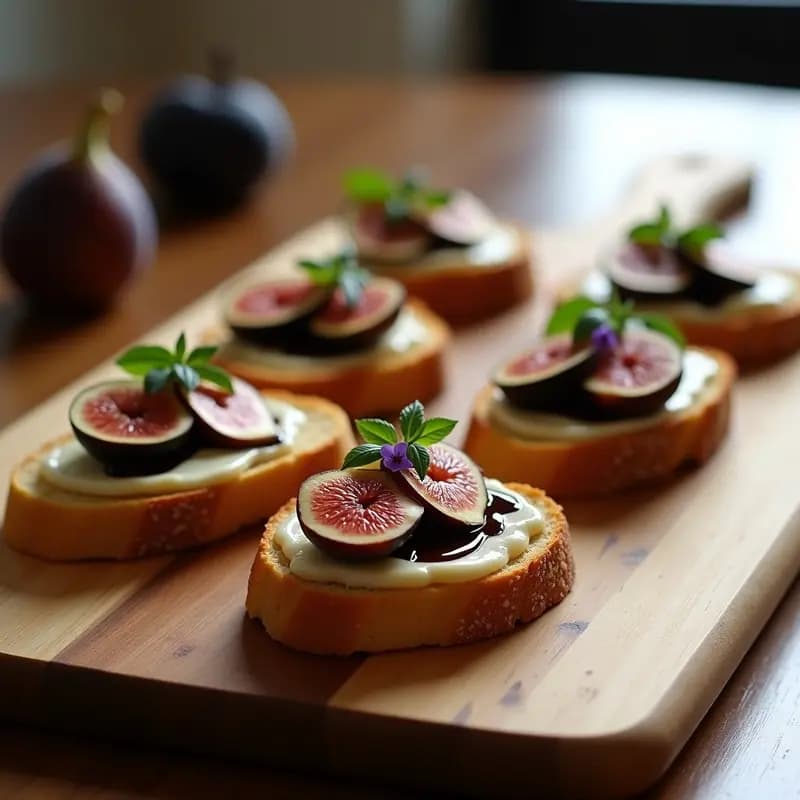 Bruschettas de Pan de Espelta con Berkshire Cheese de Anacardos y Higueras: Entrante Italiano Gourmet