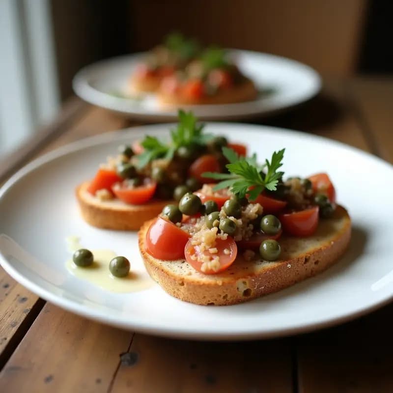 Bruschettas de Pan de Espelta con Ventresca de Atún y Alcaparras: Aperitivo Mediterráneo Gourmet
