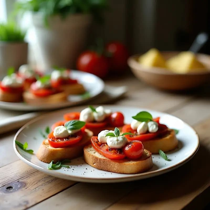 Bruschettas Griegas con Tomate Seco y Queso Feta: Aperitivo Mediterráneo en 10 Minutos