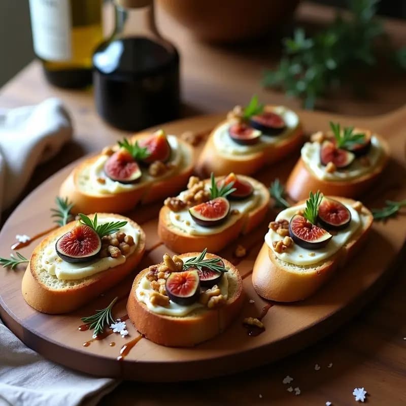 Bruschettas de Higera y Queso de Cabra con Reducción de Vinagre Balsámico: Receta Italiana de Temporada