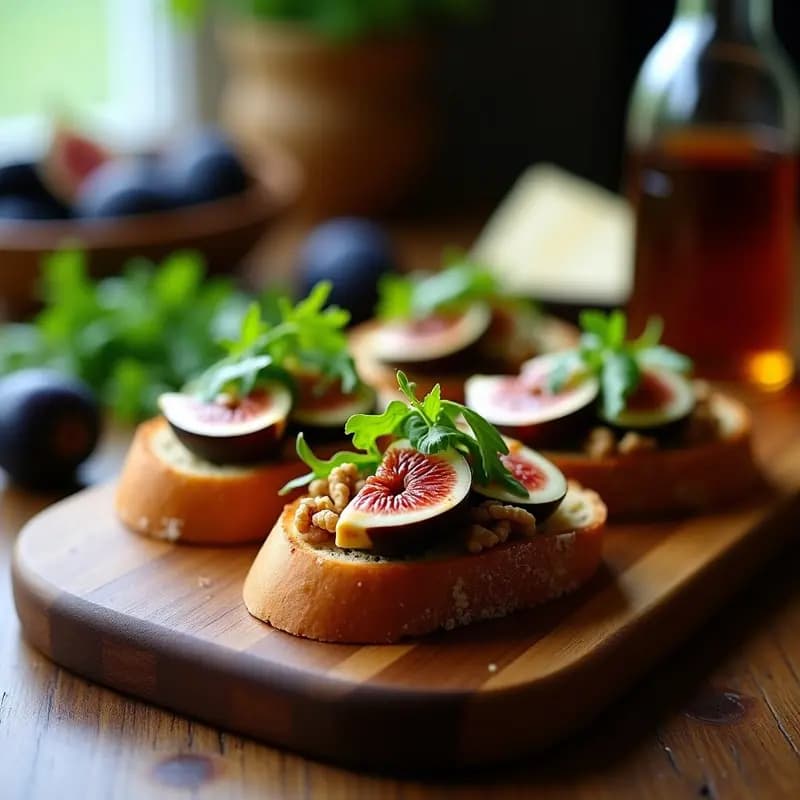 Bruschettas de Higo y Gorgonzola con Miel de Trufa: Aperitivo Italiano Dulce-Salado