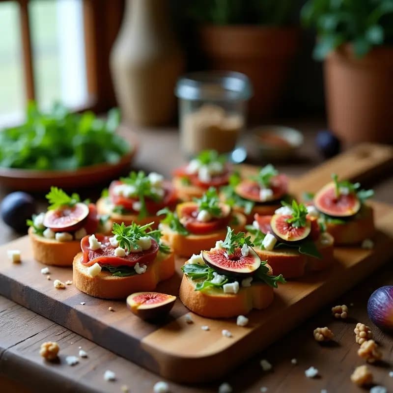 Bruschettas de Higo y jamón serrano con miel de trufa: Receta Italiana Gourmet para Fiestas