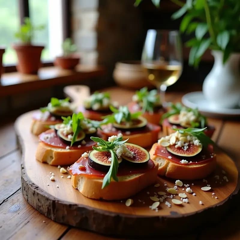 Bruschettas de Higo y Prosciutto de Berenjena: Entrante Italiano Dulce-Salado