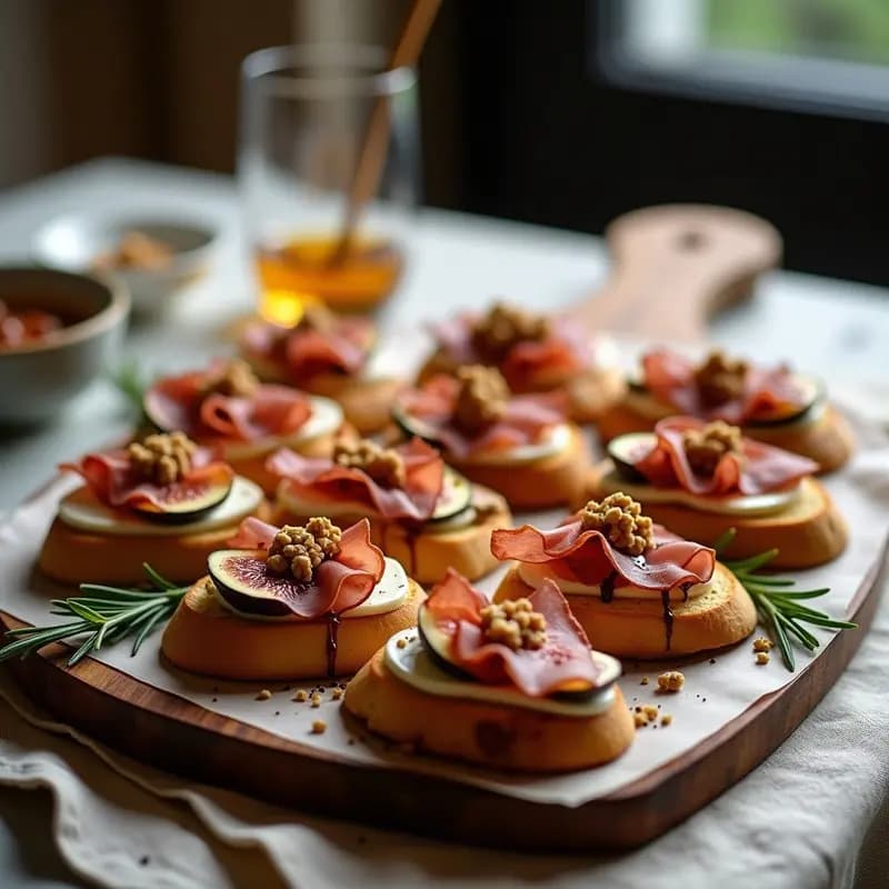 Bruschettas de Higo y Prosciutto con Queso de Burata: Aperitivo Italiano de Autor