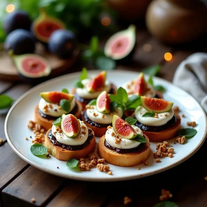 Bruschettas de Higo y Queso de Buratta: Aperitivo Italiano Gourmet con Toque Dulce