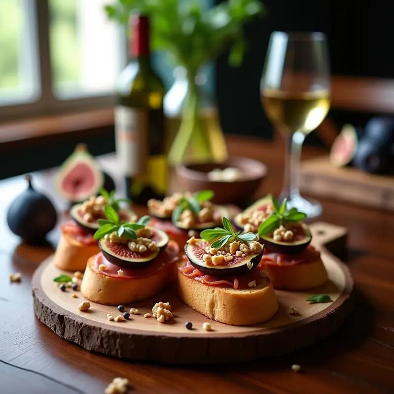 Bruschettas de Higos y Prosciutto con Miel de Trufa: Aperitivo Italiano de Lujo