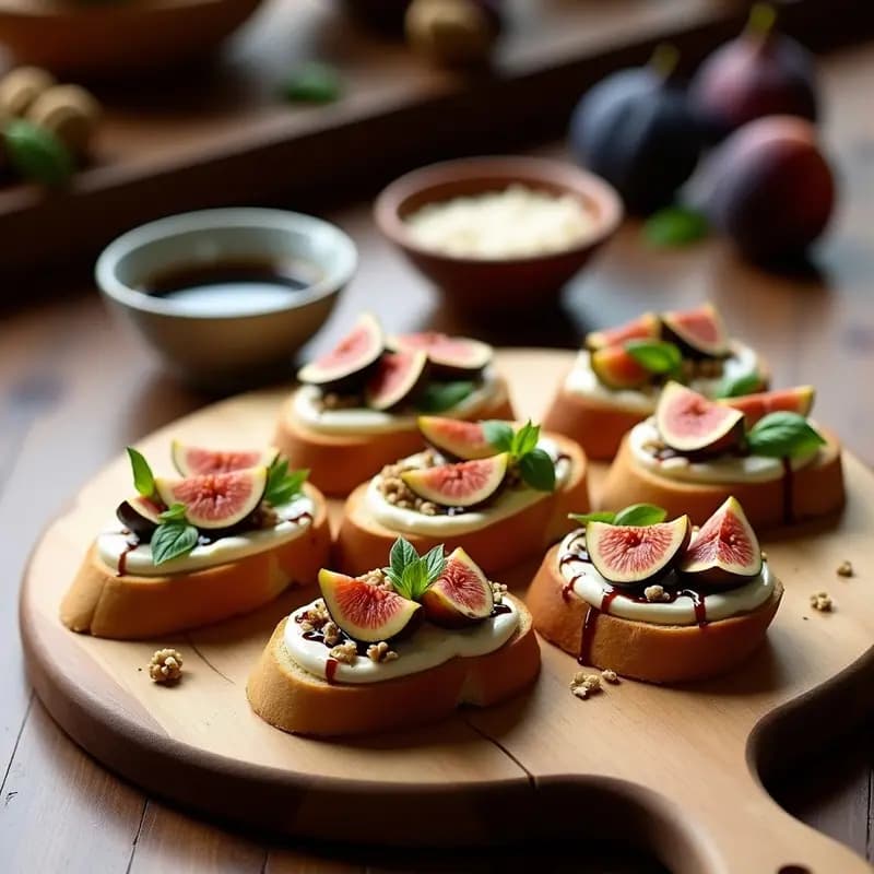Bruschettas de Higos y Ricotta con Reducción de Vinagre Balsámico: Entrante Italiano Dulce-Salado