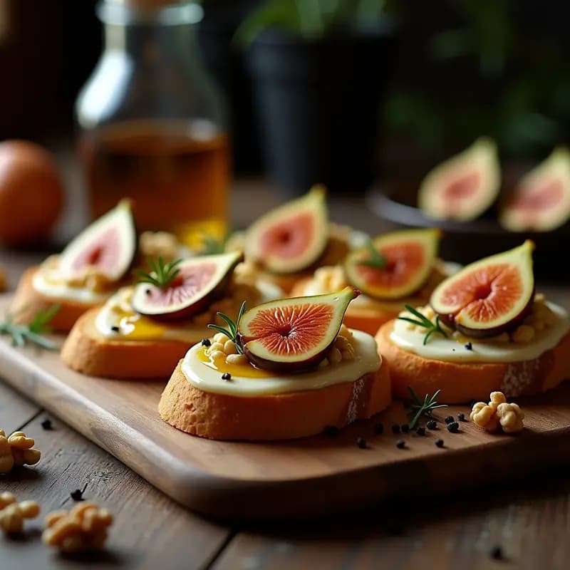 Bruschettas de Higueras y Queso de Burro con Miel de Romero: Entrante Español Gourmet