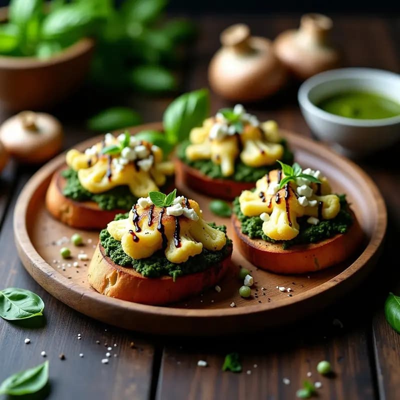 Bruschettas de Hongos Portobello y Pesto de Albahaca: Aperitivo Italiano Keto