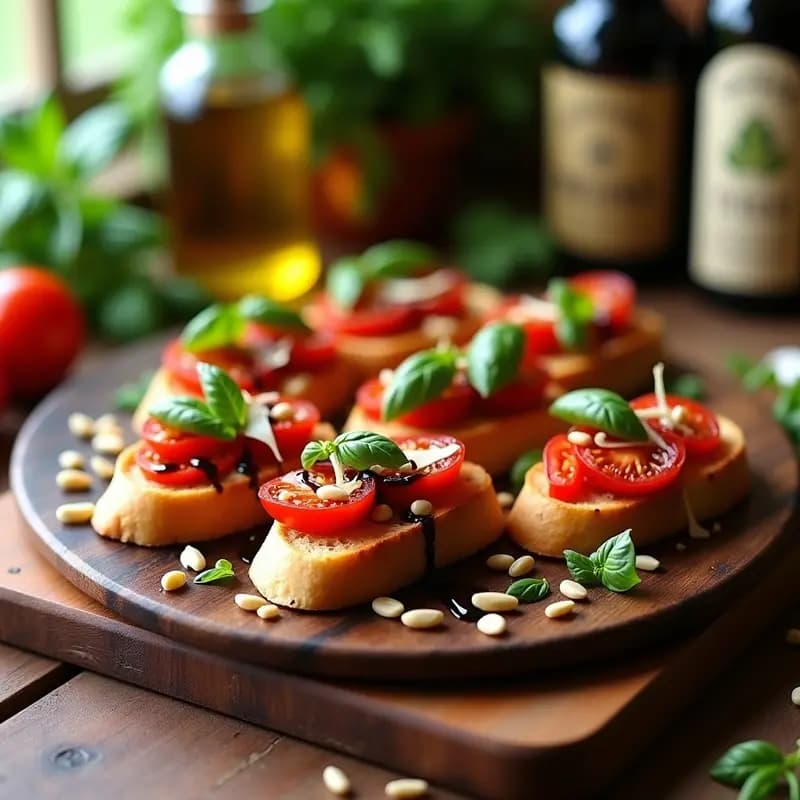 Bruschettas Italianas con Tomate Confitado y Albahaca: Aperitivo Clásico sin Horno