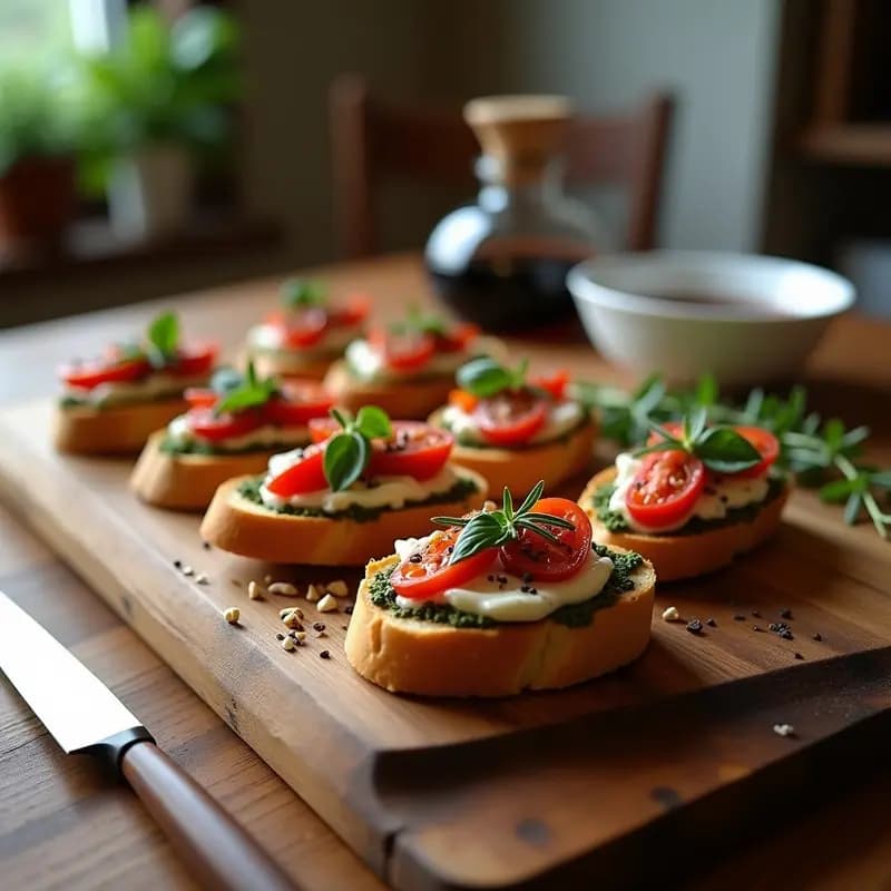 Bruschettas Italianas con Tomate Seco y Albahaca: Aperitivo Rápido y Elegante