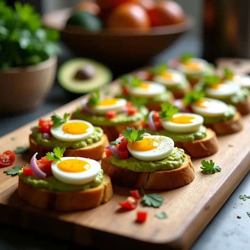 Bruschettas de Pan de Maíz con Aguacate y Huevos de Codorniz: Aperitivo Colombiano Sin Gluten