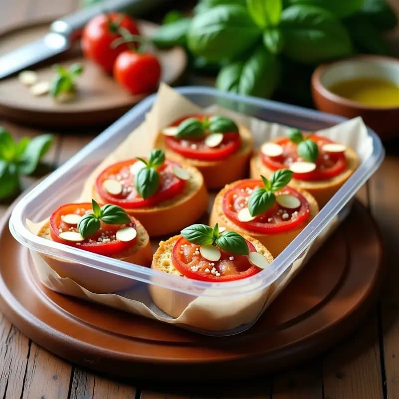 Bruschettas de Pan de Ajo con Tomates Secos y Albahaca: Receta Italiana para Tupper