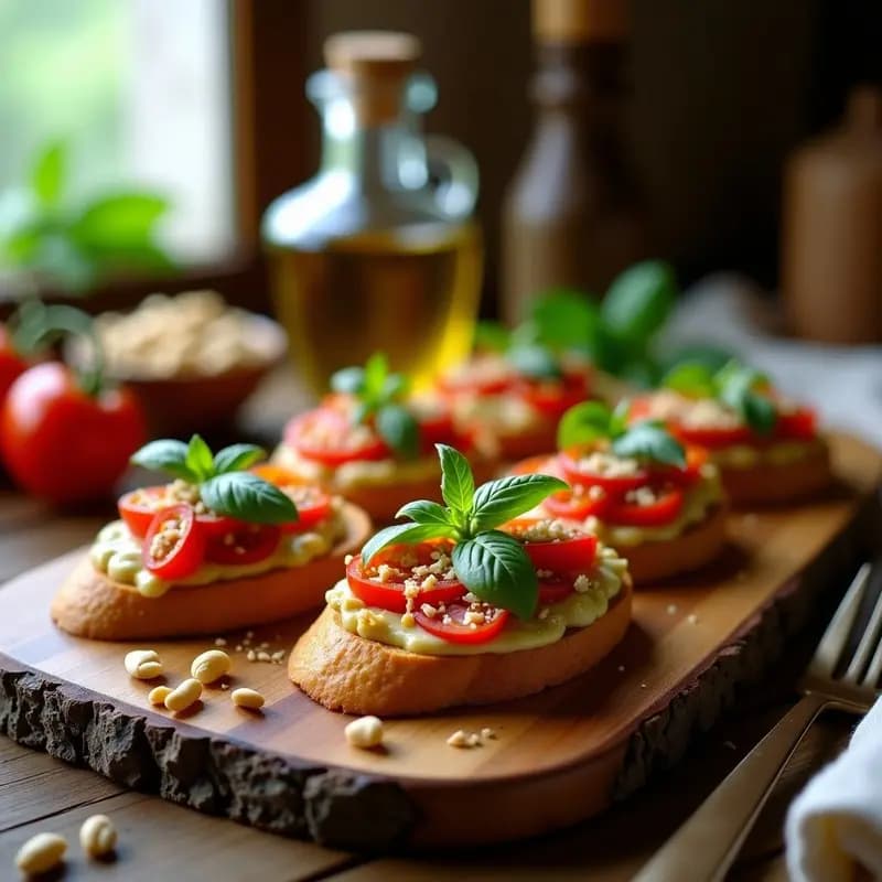 Bruschettas de Pan de Almandras con Tomates Secos y Albahaca: Entrante Italiano Keto