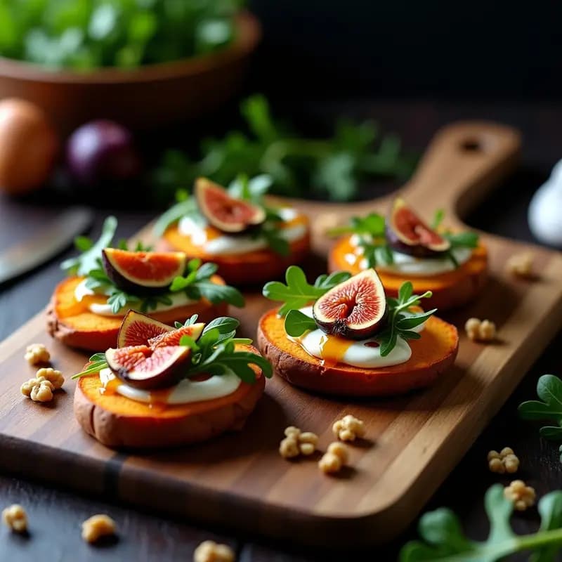 Bruschettas de Pan de Batata con Topping de Higera y Queso de Cabra: Receta Italiana Sin Gluten