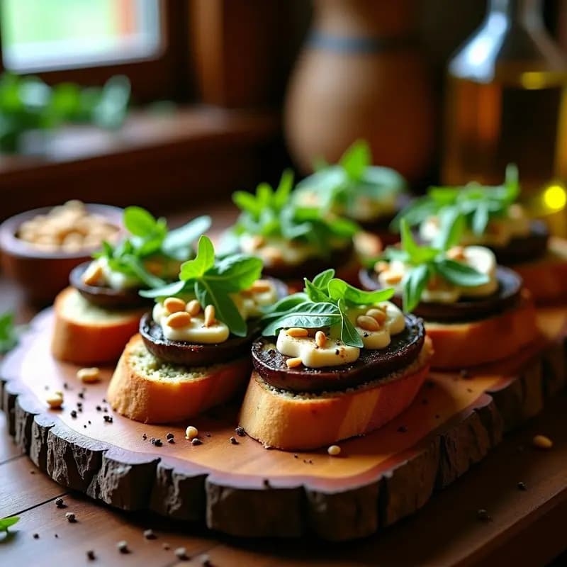 Bruschettas de Pan de Castaña y Hongos Portobello: Aperitivo Italiano Sin Gluten con Toque Gourmet