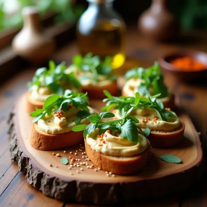 Bruschettas de Pan de Castañas con Hummus y Rúcula: Receta Italiana Sin Gluten y Keto