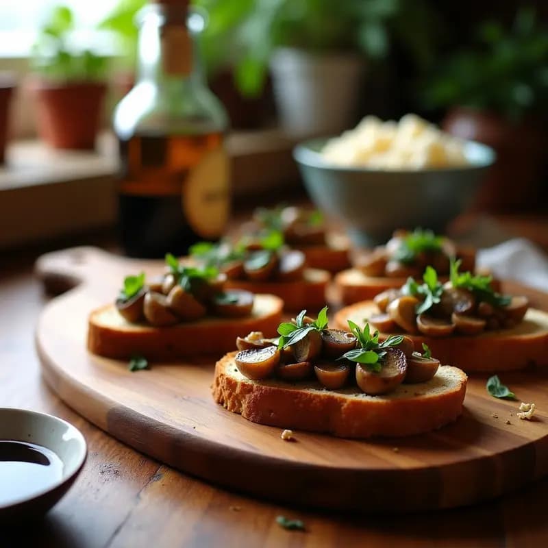 Bruschettas de Pan de Centeno con Aceite de Trufa y Hongos Porcini: Aperitivo Italiano Gourmet