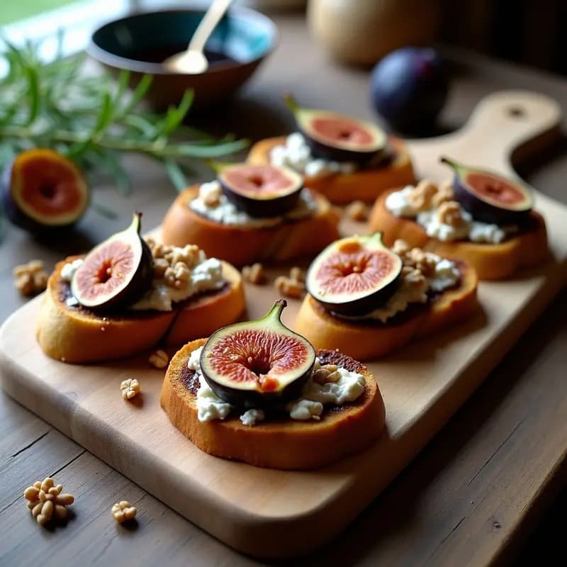 Bruschettas de Pan de Centeno con Crema de Burrata y Higos Asados: Aperitivo Italiano Gourmet