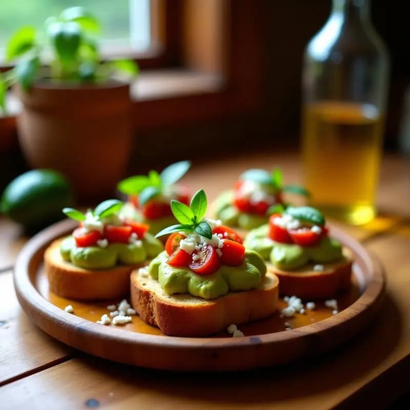 Bruschettas de Pan de Plátano con Aguacate y Tomates Secos: Receta Italiana Sin Gluten