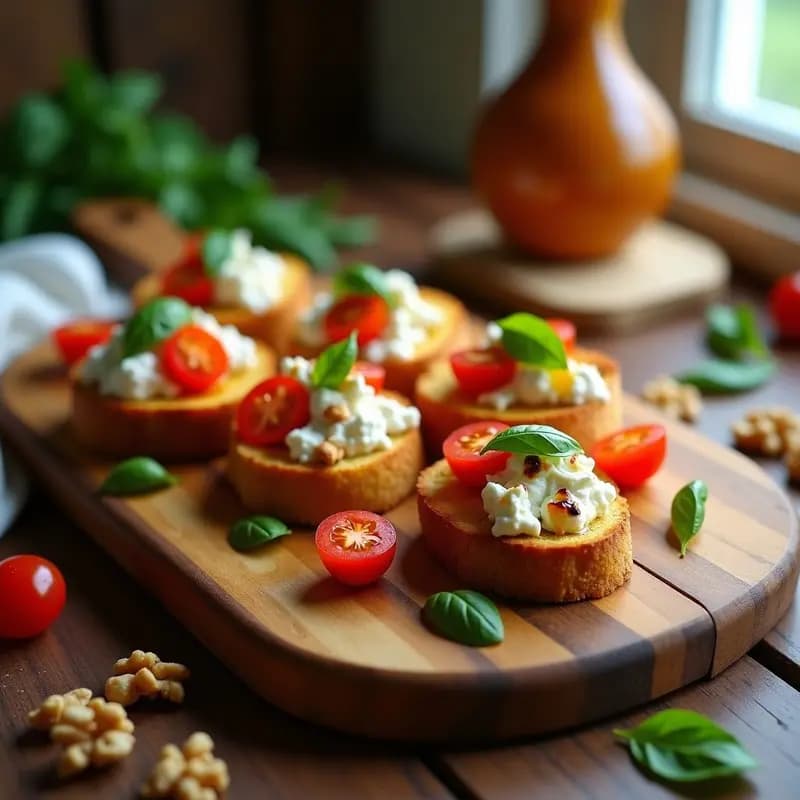 Bruschettas de Pan de Plátano con Toppings Dulces y Salados: Entrante Innovador Sin Gluten