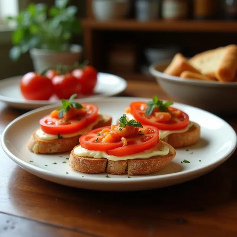 Bruschettas de Pan de Tomate con Anchoas y Aceitunas: Receta Italiana Rápida y Sin Horno