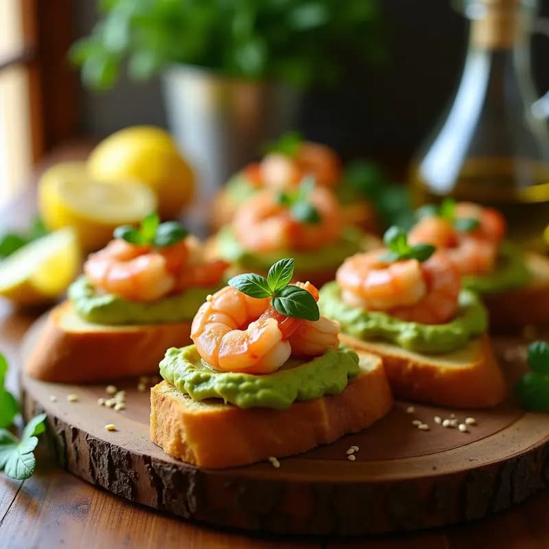 Bruschettas de Pan de Yuca con Aguacate y Langostinos: Receta Colombiana Sin Gluten