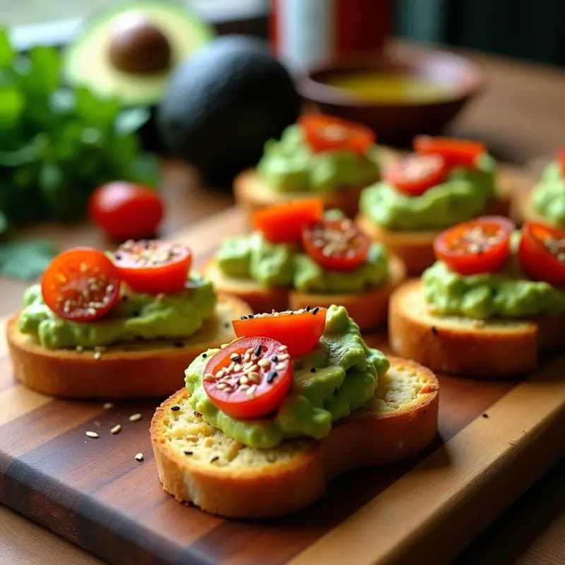 Bruschettas de Pan de Yuca con Guacamole y Tomates Cherry: Aperitivo Sin Gluten y Crujiente