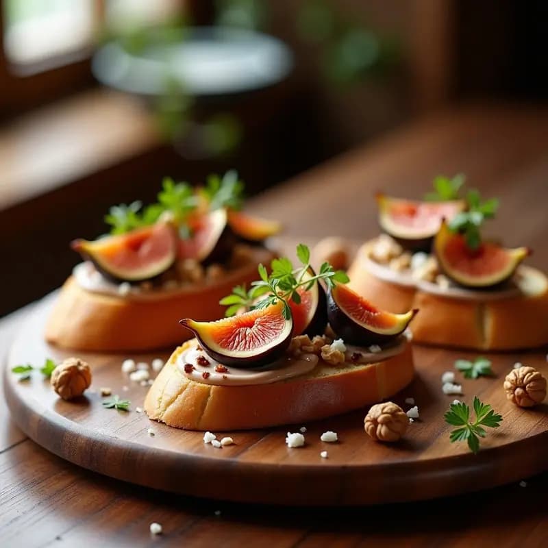 Bruschettas de Higado de Paté y Higos Caramelizados: Entrante Francés Gourmet
