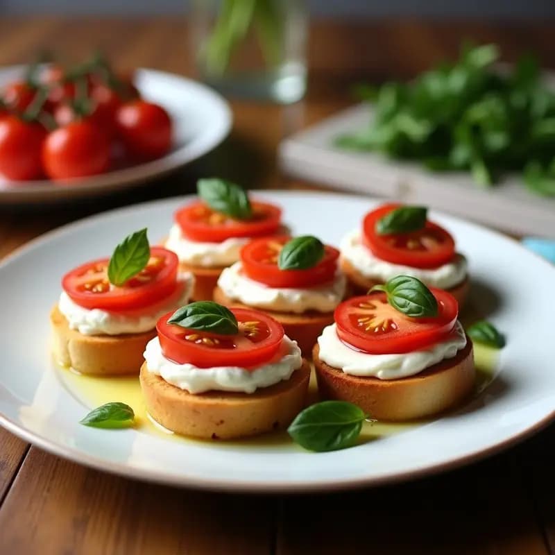 Bruschettas de Pan de Pita con Burrata y Tomates Secos en Aceite: Aperitivo Italiano-Mediterráneo