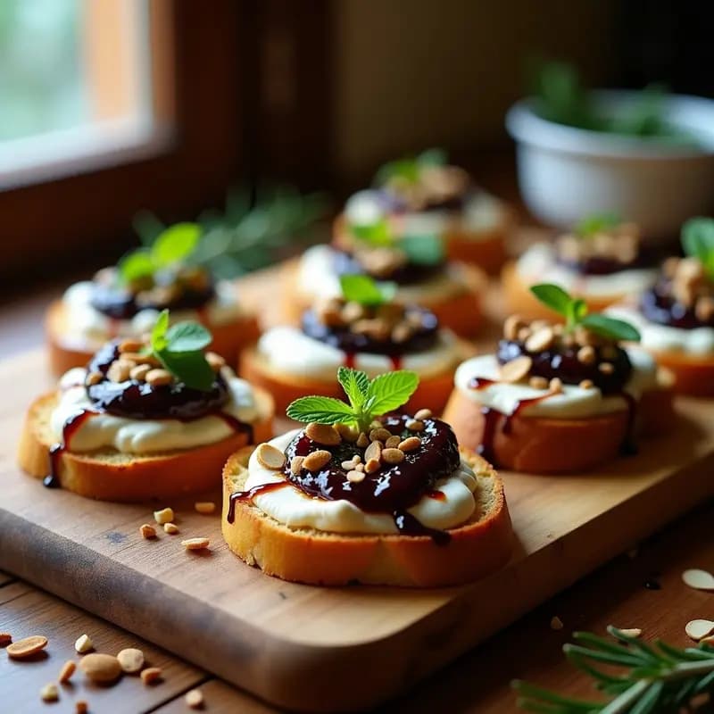 Bruschettas de Ricotta y Mermelada de Higo Negro: Aperitivo Italiano Dulce y Salado