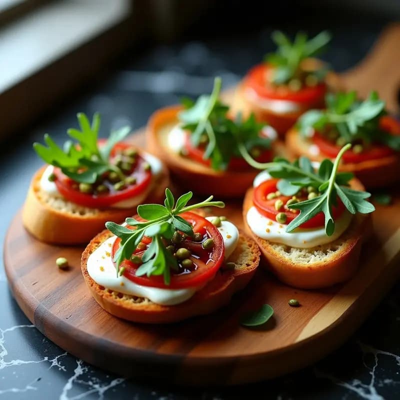 Bruschettas de Tomate Ahumado y Burrata: Entrante Italiano con Toque Gourmet en 10 Minutos