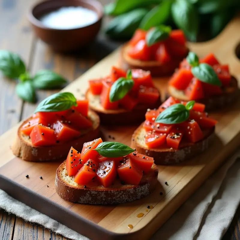 Bruschettas de Tomate y Albahaca con Pan de Centeno: Entrante Italiano sin Lácteos